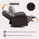 Manual Recliner Chair In Dark Brown Breathable Faux Leather