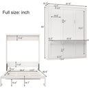 Full Size Murphy Bed with 1 Side Cabinet Storage Shelf, 61.5-inch Cabinet Bed Folding Wall Bed with Desk Combo Perfect for Guest Room,Study, Office,White(old sku:BS7012008109C)