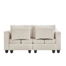 Convertible Chaise Lounge 63' Loveseat Sofa Bed with USB Ports, Cup Holders, Phone Holder, Storage, Beige Corduroy