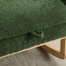 25.4'W Green Boucle High Back Glider Rocking Chair with Retractable Footrest and Rubber Wood Legs for Nursery and Living Room