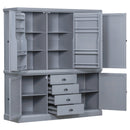 [Assembly Video Provided] TOPMAX 73'' Freestanding Wooden Kitchen Pantry Organizers and Storage Kitchen Cabinet with Drawers Cupboard with Door Shelves and Adjustable Shelves for Dining Room, Gray