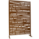 Outdoor & Indoor Metal Privacy Screen 76' H×48' W, Freestanding Decorative Screen for Deck Balcony Patio in Brown
