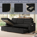 MH83.5' Convertible Sleeper Combo Sofa, Convertible Sofa Bed Polyester Pullout Bed with Storage Recliner and Cup Holder for Living Room, Tight Spaces