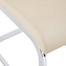 Modern Dining Chairs, PU Faux Leather High Back Upholstered Side Chair with Silver C-shaped Tube Chrome Metal Legs for Dining Room Kitchen Vanity Patio Club Guest Office Chair (Set of 4 (Beige+PU)