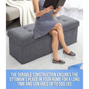 Gray 45 Inch Storage Ottoman Bench Durable Upholstery