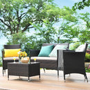 4-Piece Outdoor Rattan Conversation Set with Cushions