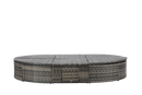 Outdoor Patio Round Daybed, Sun Bed with Adjustable Backrests and Foldable Cup Trays, Reclining Outdoor Lounger Wicker Rattan Patio Daybed with Cushions and Pillows for Backyard Poolside