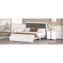 Queen Size Upholstered Bed with LED Light,Modern Platform Bed with with Velvet Headboard,White