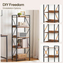 Industrial 5-Tier Bookshelf With Metal Frame 52-Inch Brown