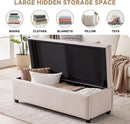50 Inch Beige Tufted Storage Ottoman Bench Upholstered