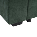 Elegant Chenille L-Shaped Sofa with Wooden Storage Compartment, Green, 93.7 Inches