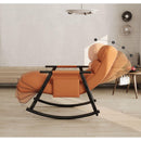 Casual folding rocking chair upholstered, lounge rocking chair adjustable high back and foot rest,side pockets placed in living room bedroom balcony