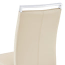Modern Dining Chairs, PU Faux Leather High Back Upholstered Side Chair with Silver C-shaped Tube Chrome Metal Legs for Dining Room Kitchen Vanity Patio Club Guest Office Chair (Set of 2 (Beige+PU)