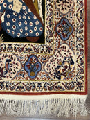Persian Pictorial Rug 5 x 4 ft, Persian Isfahan Rug, Kork Wool on Silk Foundation, Signature from Master Weaver, Drums and Musical Instruments, Birds, Detailed