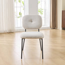 Modern Dining Chairs Set of 2, White Upholstered Accent Chairs with Metal Legs – Space-Saving Contemporary Kitchen & Dining Room Seating