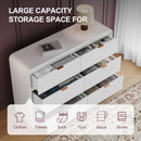 Fluted 6 Drawer Dresser 54 Inch White Solid Wood Storage