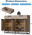 55 Inch Buffet Cabinet With 2 Drawers Modern Farmhouse