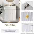 21.6inch Modern Floating Bathroom Vanity with Ceramic Basin - Perfect for Small Bathrooms, Right side storage