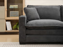 L Shape Sofa Couch with USB and cup holder, corduroy striped fabric 2-seater sofa with 1 footstool, gray