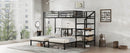 Twin over Twin & Twin Bunk Beds for 3, Twin XL over Twin & Twin Bunk Bed Metal Triple Bunk Bed with Desk & Shelves, Space Saving/Noise Reduction, Black