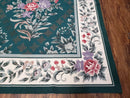 Chinese Needlepoint Rug 8x10, Vintage Green Area Rug, Hand-Woven Flatweave Floral European Design Carpet Wool Handmade 8x 10 Living Room Rug