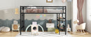 Twin Size Metal Loft Bed with Storage Shelf, Loft Bed with Easy Climbing Ladder and Guardrails for Kids, Black