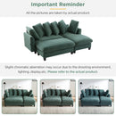 Upholstered Sectional Sofa with Movable Ottoman and Storage in Green Chenille, 83 Inch