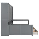 Full Size Wooden Daybed With Three Drawers, and All-in-One Cabinet, Desk and Shelves, Gray