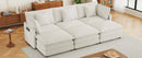 Modern Modular Sofa Couch Upholstered in Corduroy with Side Storage and Movable Ottomans, Beige, 112.6'