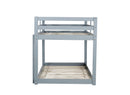 Solid Wooden , Solid Rubber Wooden Twin over Twin Floor Bunk Bed with Ladder ,Upper and Bottom Bed Platforms crafted with Strengthened Slats ,Grey