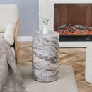 Simple Grey Marble Textured Cylindrical Coffee Table MDF Material 12-Inch Diameter x 19.7 Inch Height