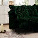 Set of 2 Slipcovered Armchairs,Deep Seat Accent Chair Set for Living Room, Reading Room, Bedroom and Working Spaces,Armchair Sets with Large Soft Pillows,Green Corduroy Fabric