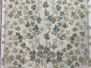 Traditional Aubusson Needlepoint Rug 9 x 12, Flowers, Flatweave Carpet, Hand-Knotted, Brand New, Cream Color, Green, Maroon Red, Wool