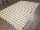 New Indian Striped Blanket, Multicolor Earthern Tones Kilim Rug, Wool Handmade South American Style Blanket, Queen Sized Bedspread 5x8 - 6x8