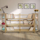 3-Shelf Folding Stackable Bookcase 27.5 Inch Wide Honey Oak