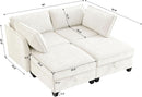 Beige Modular Sectional Sofa Featuring Sleeper Storage