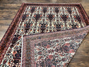 Persian Afshar Rug 6x8, Wool Hand Knotted Semi Antique Vintage Carpet, Floral Allover, Repeated Birds Flowers Vases Motifs