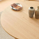 47 Inch Round Dining Table Set Beige Oak Boucle Padded Seating
