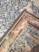 Vintage European Tapestry 5.4 x 7.11, Antique Style European Wall Hanging, Aubusson Weave Handmade Tapestry, Courtship Dating Scene, Animals