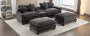Modern Chenille Upholstered Sectional Sofa with Ottomans, USB Ports, Cup Holders, and Storage in Grey