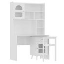 Computer Desk with 90 Degree Rotating Desktop, 43x70 Inch Office Desk with Storage Drawer and Cabinets, Gaming Desk with Shelves, Writing Desk for Study, Work Desk for Home Office Bedroom Living Room