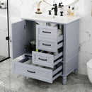 30' Bathroom Vanity with Sink, Bathroom Cabinet with A Door, Three Drawers, Solid Wood Legs & MDF Board, Adiustable Foot Pads, Grey (Other Color: N725P195409K)