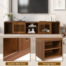 Mid-Century Modern 2 in 1 PET FRIENDLY  Walnut TV Stand With Extendable table Soft cushion Sliding door Cat friendly furniture