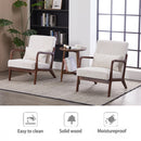Mid-Century Modern Accent Chair, Arm Chair Living Room Chairs with Pillow Upholstered Reading Chair with Solid Wood Frame & Living Room Bedroom Balcony (beige)