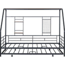 Twin Size Metal House Bed with Trundle, Black