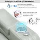 Modern PU Leather Power Recliner with Cooling Cup Holder, Bluetooth Speaker, LED Lights, USB Ports, Tray Table, Arm Storage, Grey