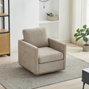 Modern Square Upholstered Swivel Accent Chair 360 Degree Lounge Armchair Taupe Chenille 30.7'W
