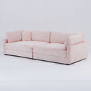 Elegant Pink Corduroy Sofa with Throw Pillows and Backrests for Living Room Leisure