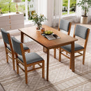 5PCs Rectangle Wooden Dining Table Set, Mid-Century Modern Kitchen Table and 4 Upholstered Chairs for Home, Saving Space
