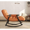 Casual folding rocking chair upholstered, lounge rocking chair adjustable high back and foot rest,side pockets placed in living room bedroom balcony